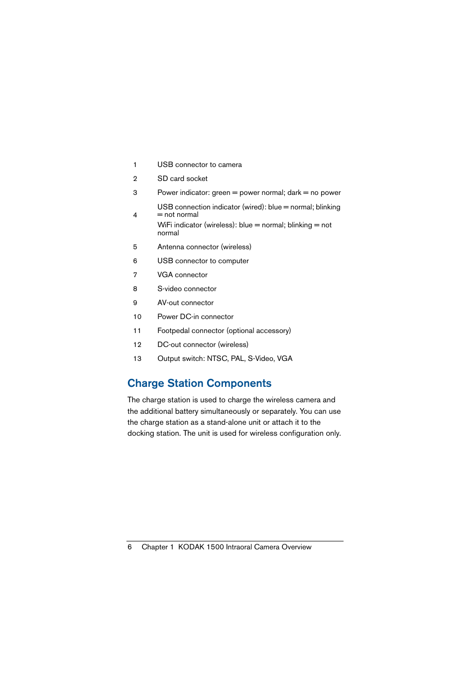 Charge station components | Kodak 1500 User Manual | Page 14 / 60