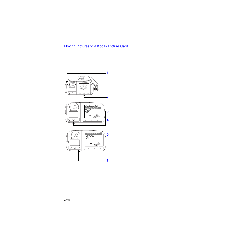 Moving pictures to a kodak picture card, Moving pictures to a kodak picture card -20 | Kodak Digital Science DC120 User Manual | Page 30 / 117