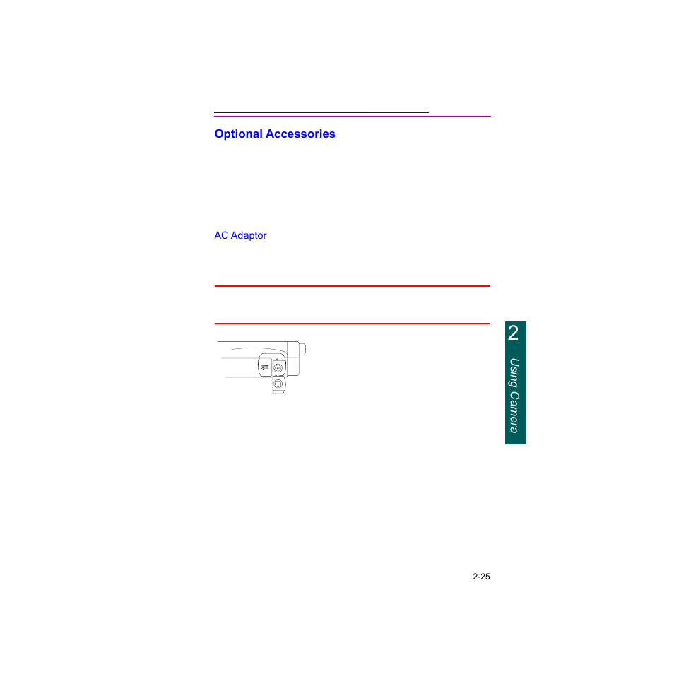 Optional accessories, Ac adaptor, Optional accessories -25 | Ac adaptor -25 | Kodak Digital Science DC120 User Manual | Page 35 / 117