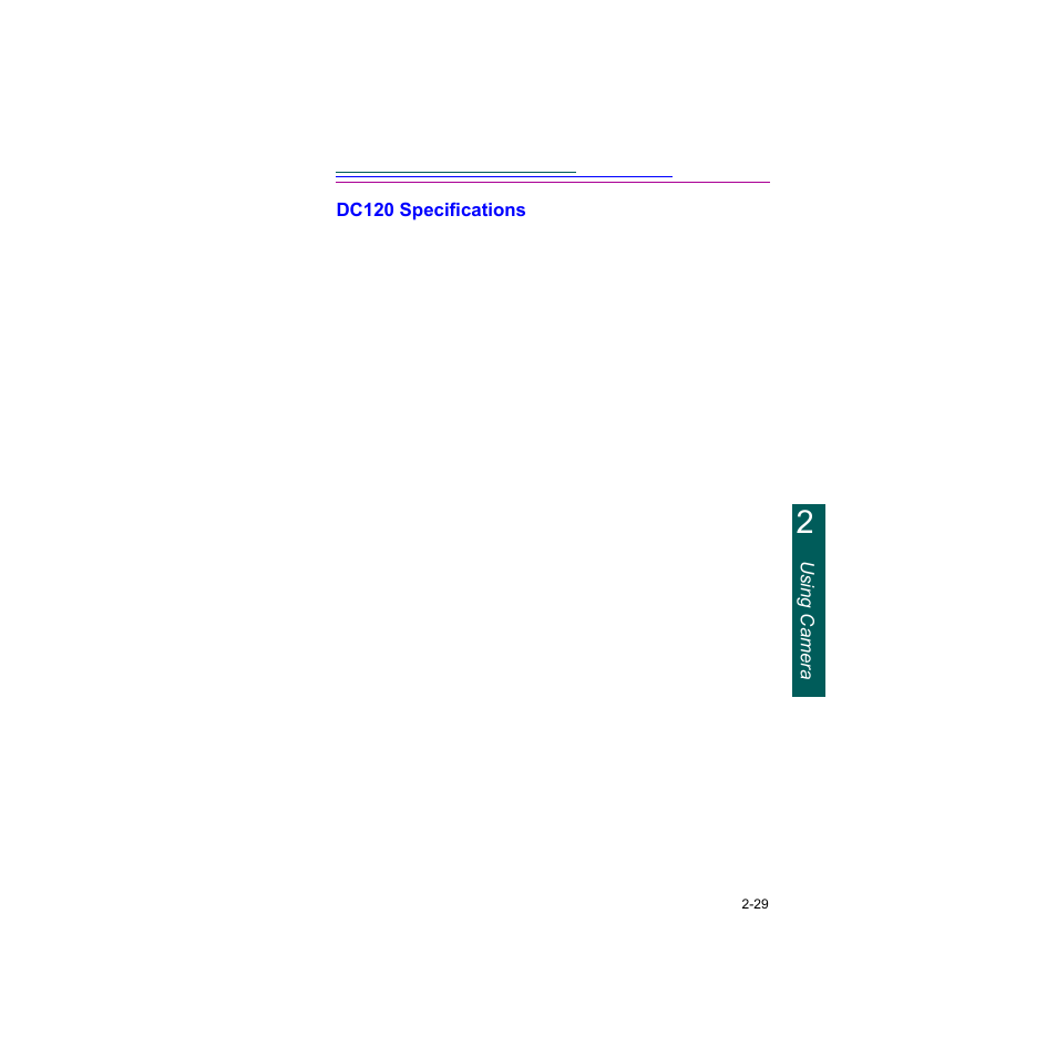 Dc120 specifications, Dc120 specifications -29 | Kodak Digital Science DC120 User Manual | Page 39 / 117