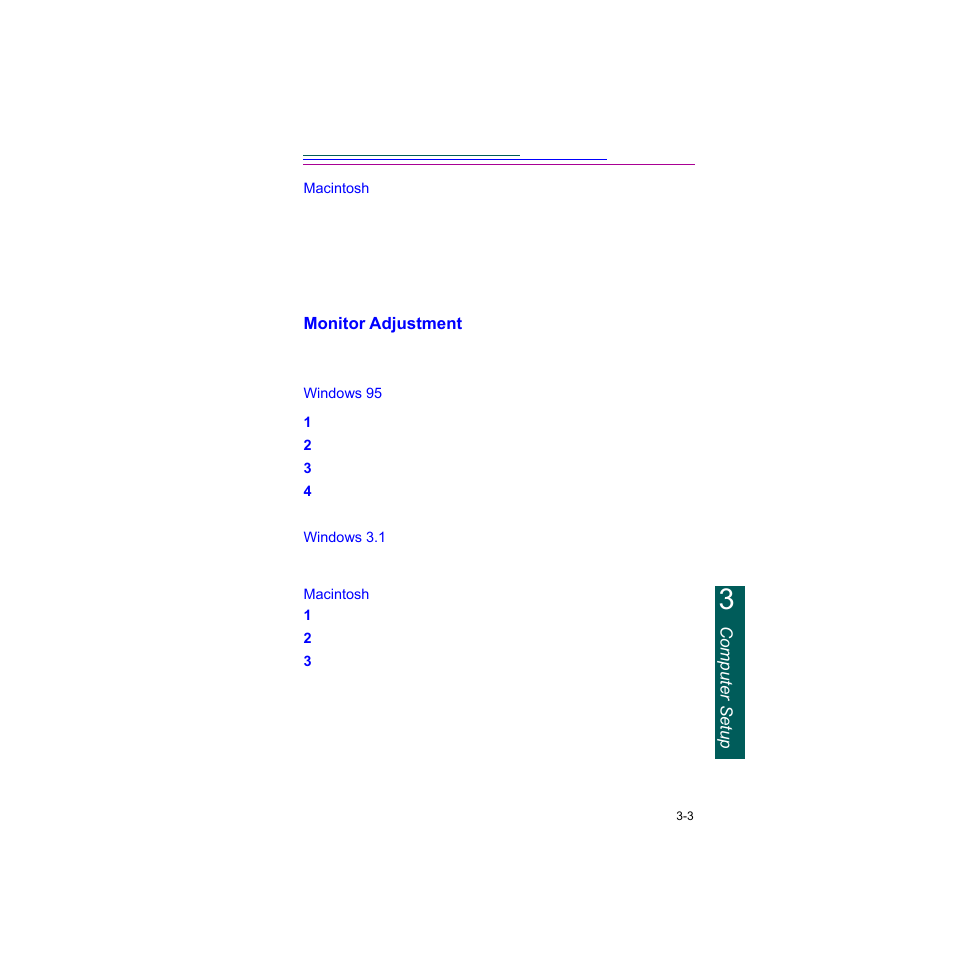Macintosh, Monitor adjustment, Windows 95 | Windows 3.1, Monitor adjustment -3 | Kodak Digital Science DC120 User Manual | Page 43 / 117