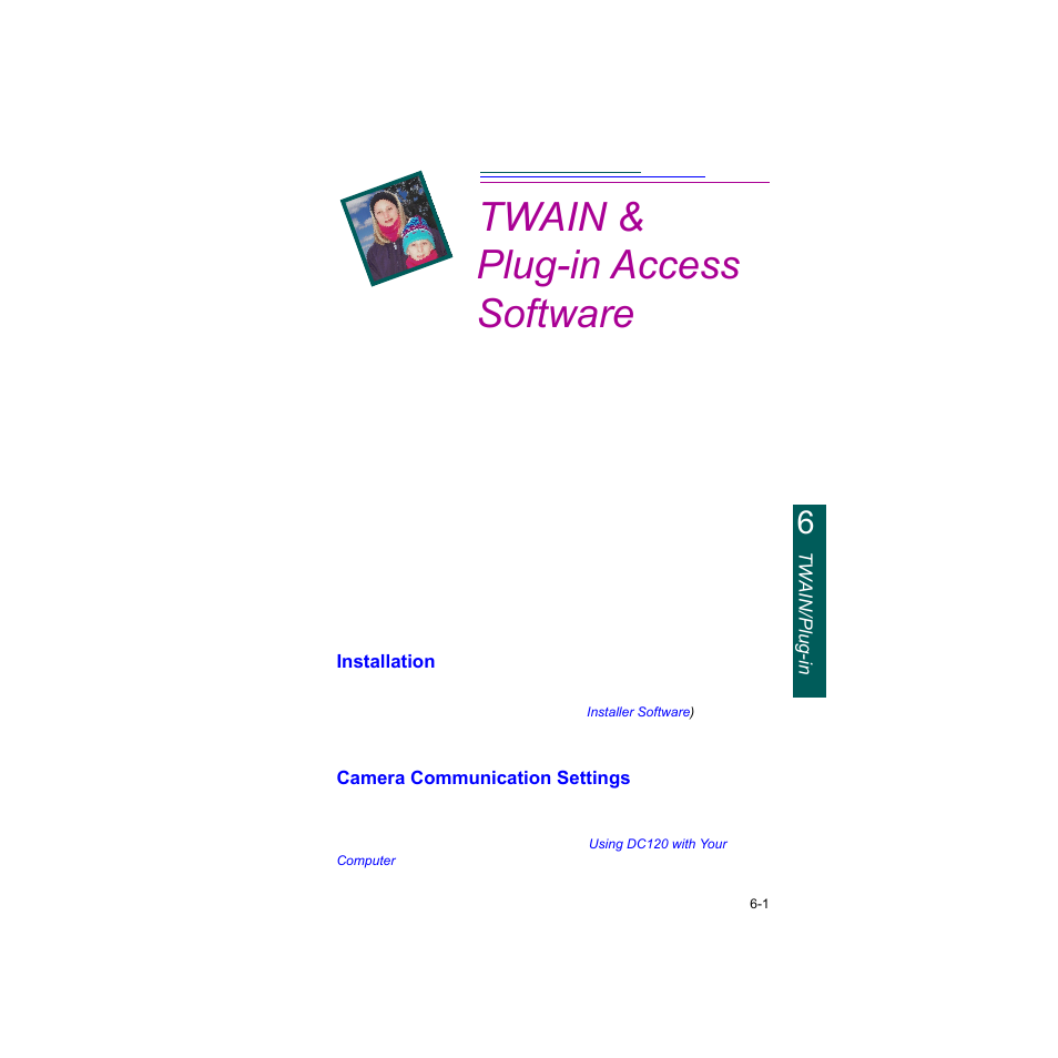 Twain & plug-in access software, Installation, Camera communication settings | Kodak Digital Science DC120 User Manual | Page 61 / 117