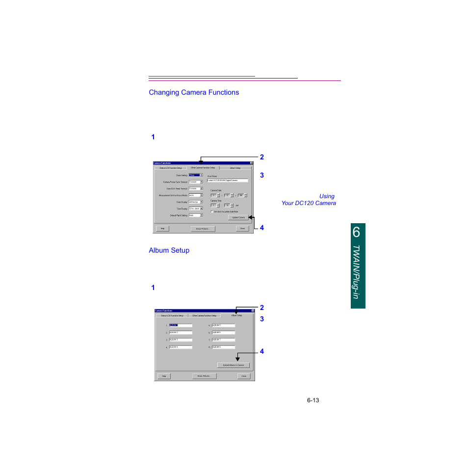 Changing camera functions, Album setup | Kodak Digital Science DC120 User Manual | Page 73 / 117