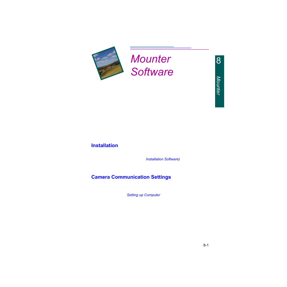 Mounter software, Installation, Camera communication settings | Mounter software -1, Installation -1, Camera communication settings -1 | Kodak Digital Science DC120 User Manual | Page 85 / 117