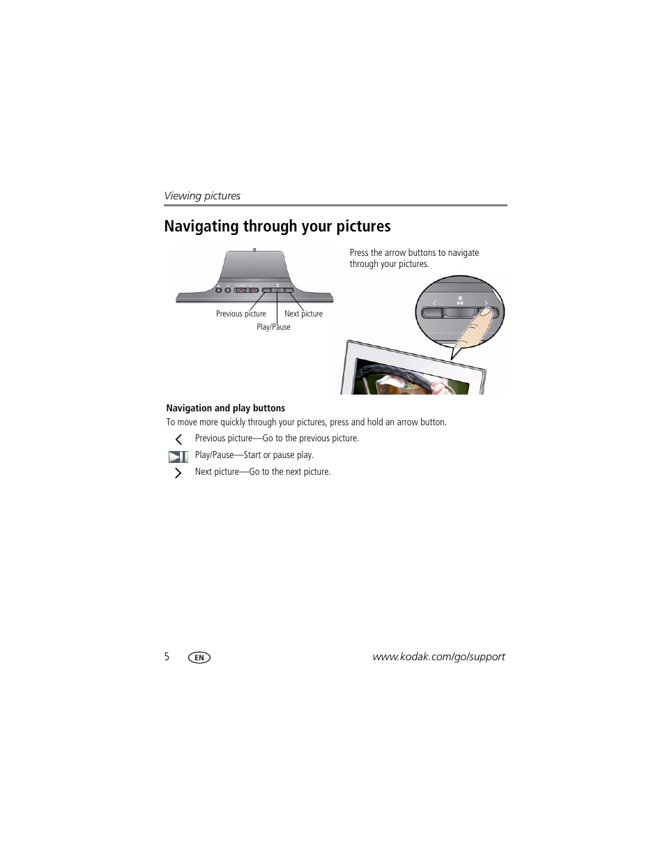 Navigating through your pictures | Kodak P825 User Manual | Page 10 / 29