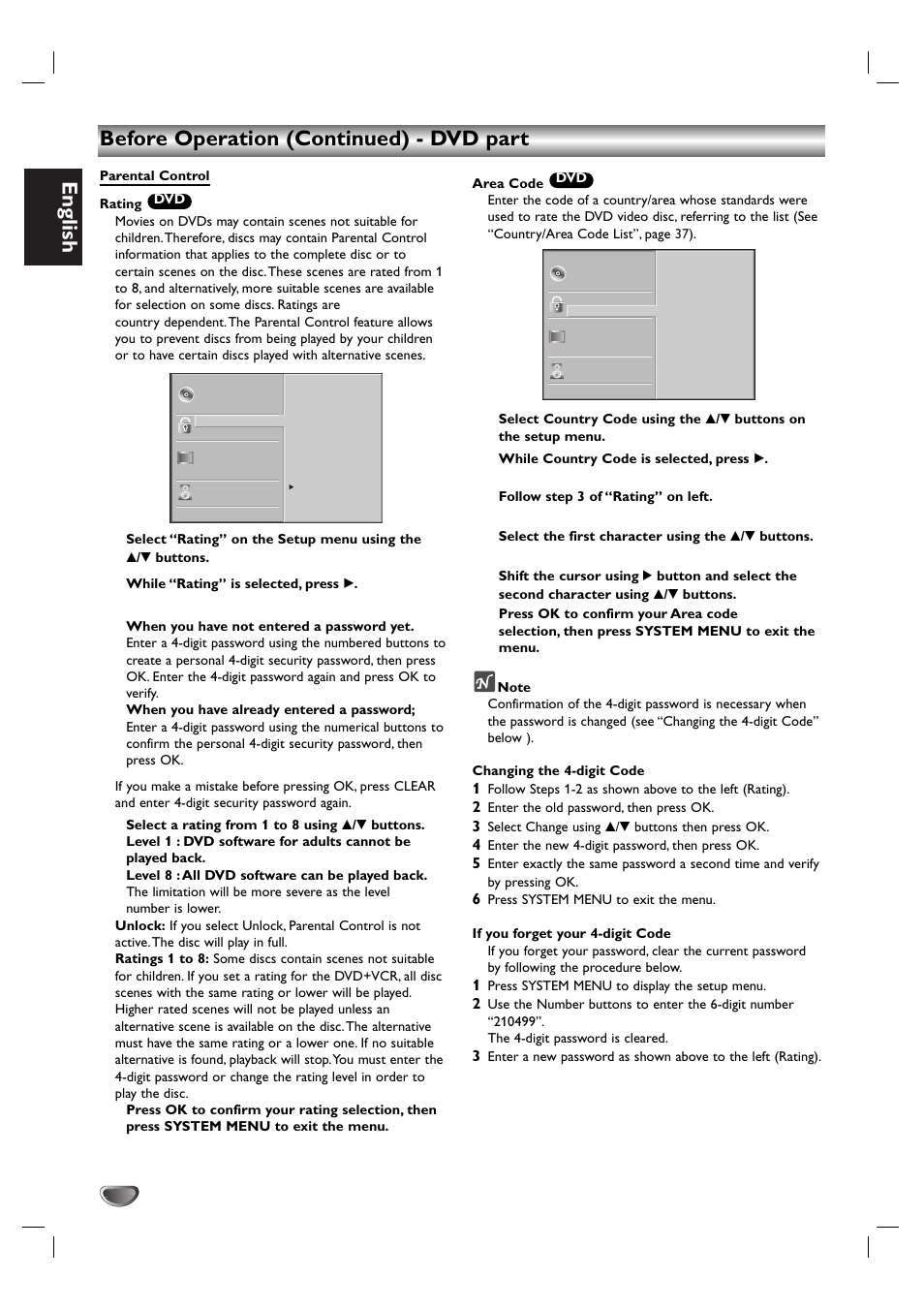 English, Before operation (continued) - dvd part | Kodak DVD755VR/05 User Manual | Page 20 / 39
