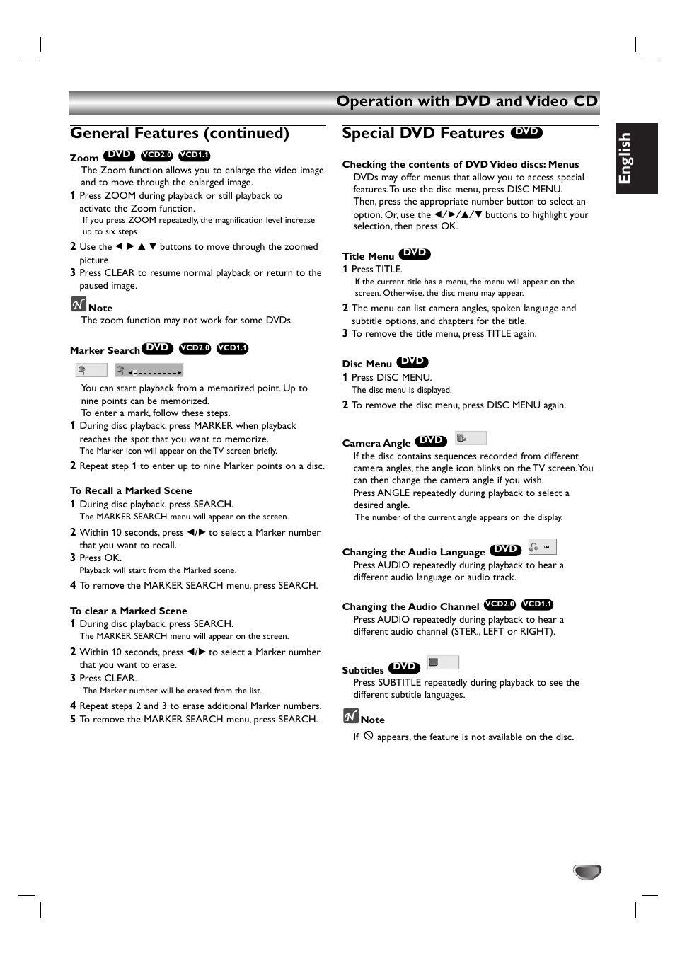 English, Special dvd features | Kodak DVD755VR/05 User Manual | Page 27 / 39