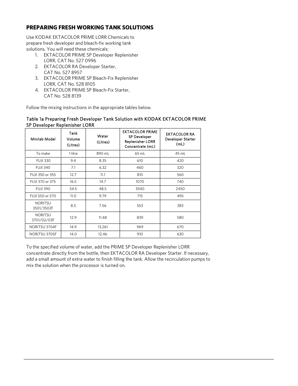 Preparing fresh working tank solutions | Kodak CP-48S User Manual | Page 5 / 12