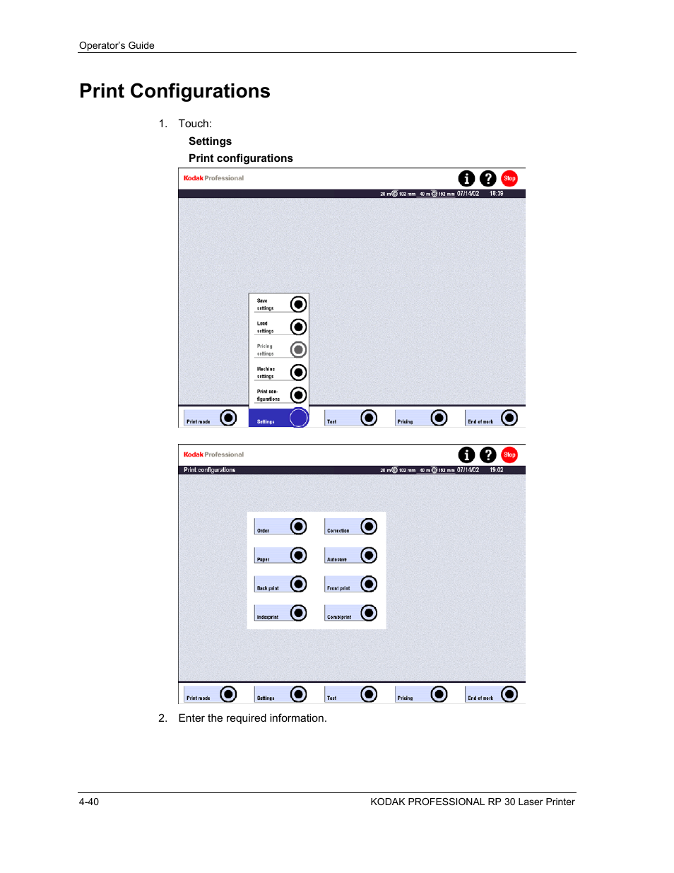 Print configurations, Print configurations -40 | Kodak RP 30 User Manual | Page 107 / 235