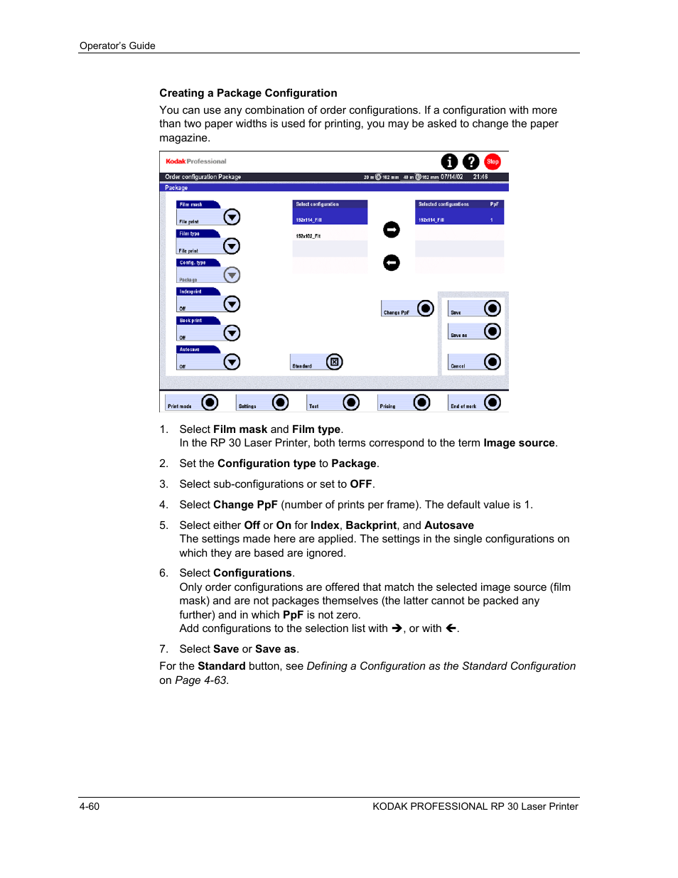 Creating a package configuration, Creating a package configuration -60 | Kodak RP 30 User Manual | Page 127 / 235