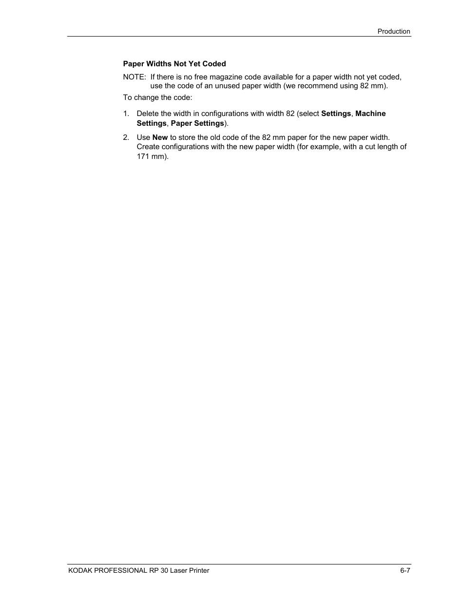 Paper widths not yet coded, Paper widths not yet coded -7 | Kodak RP 30 User Manual | Page 151 / 235