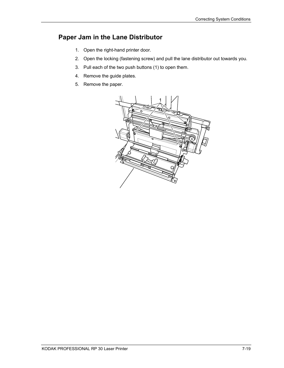 Paper jam in the lane distributor, Paper jam in the lane distributor -19 | Kodak RP 30 User Manual | Page 189 / 235