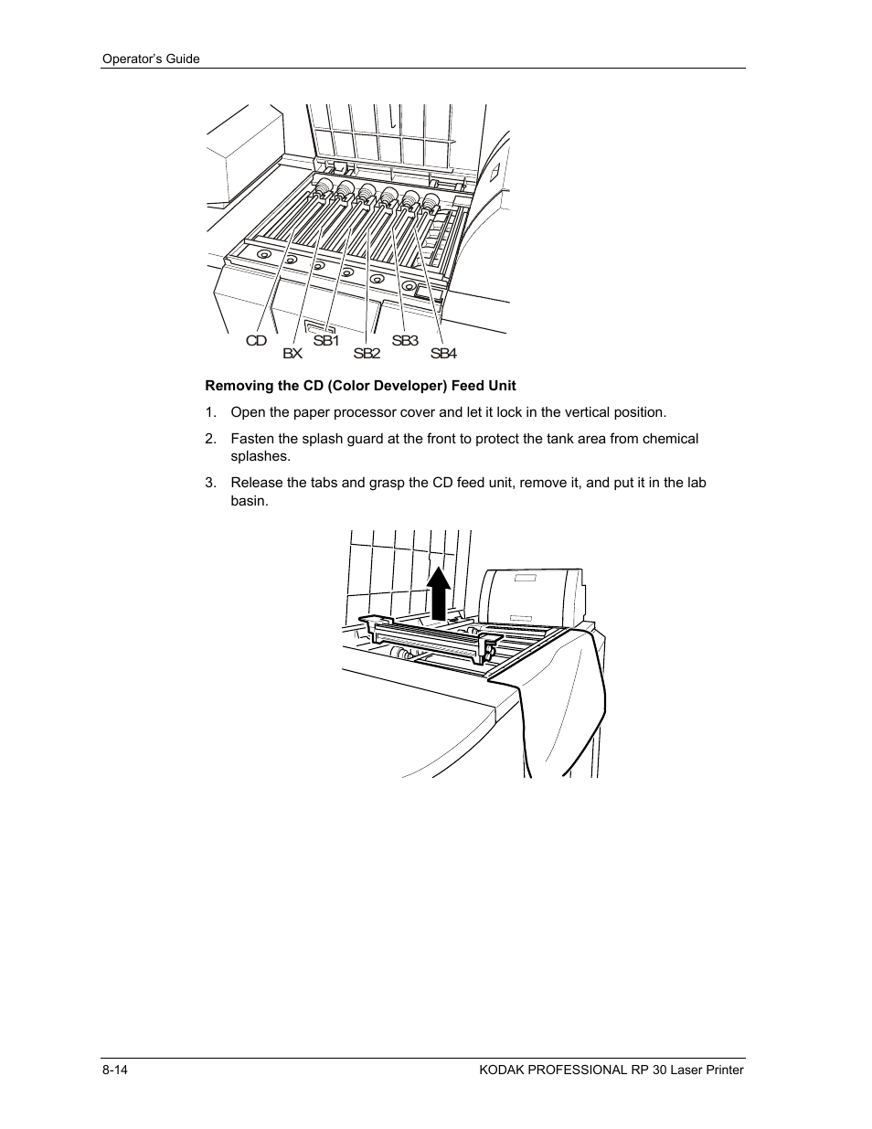 Removing the cd (color developer) feed unit, Removing the cd (color developer) feed unit -14 | Kodak RP 30 User Manual | Page 206 / 235