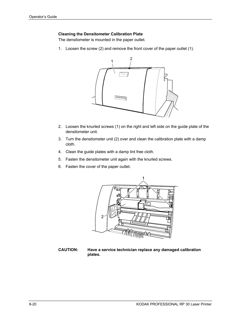 Cleaning the densitometer calibration plate, Cleaning the densitometer calibration plate -20 | Kodak RP 30 User Manual | Page 212 / 235