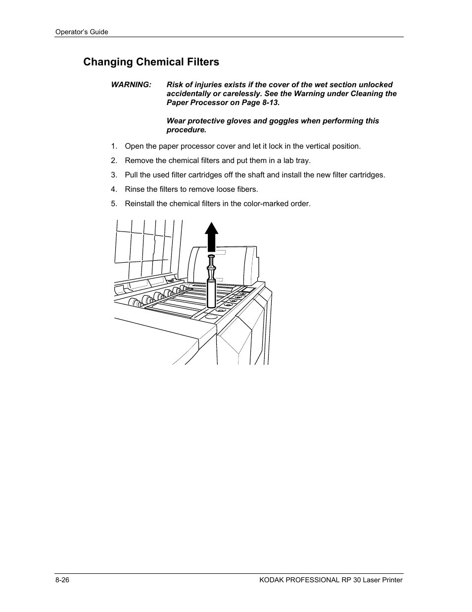 Changing chemical filters | Kodak RP 30 User Manual | Page 218 / 235