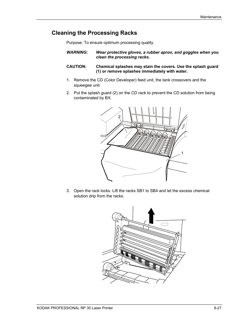 Cleaning the processing racks | Kodak RP 30 User Manual | Page 219 / 235