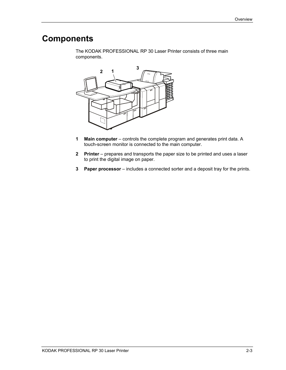 Components, Components -3 | Kodak RP 30 User Manual | Page 22 / 235