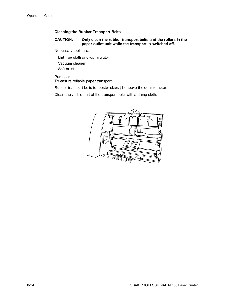 Cleaning the rubber transport belts, Cleaning the rubber transport belts -34 | Kodak RP 30 User Manual | Page 226 / 235