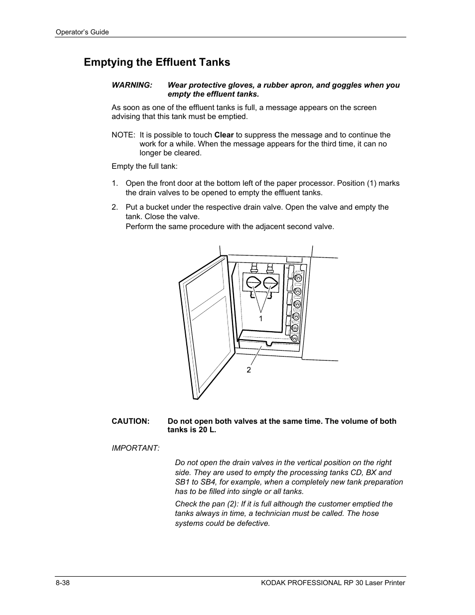 Emptying the effluent tanks | Kodak RP 30 User Manual | Page 230 / 235