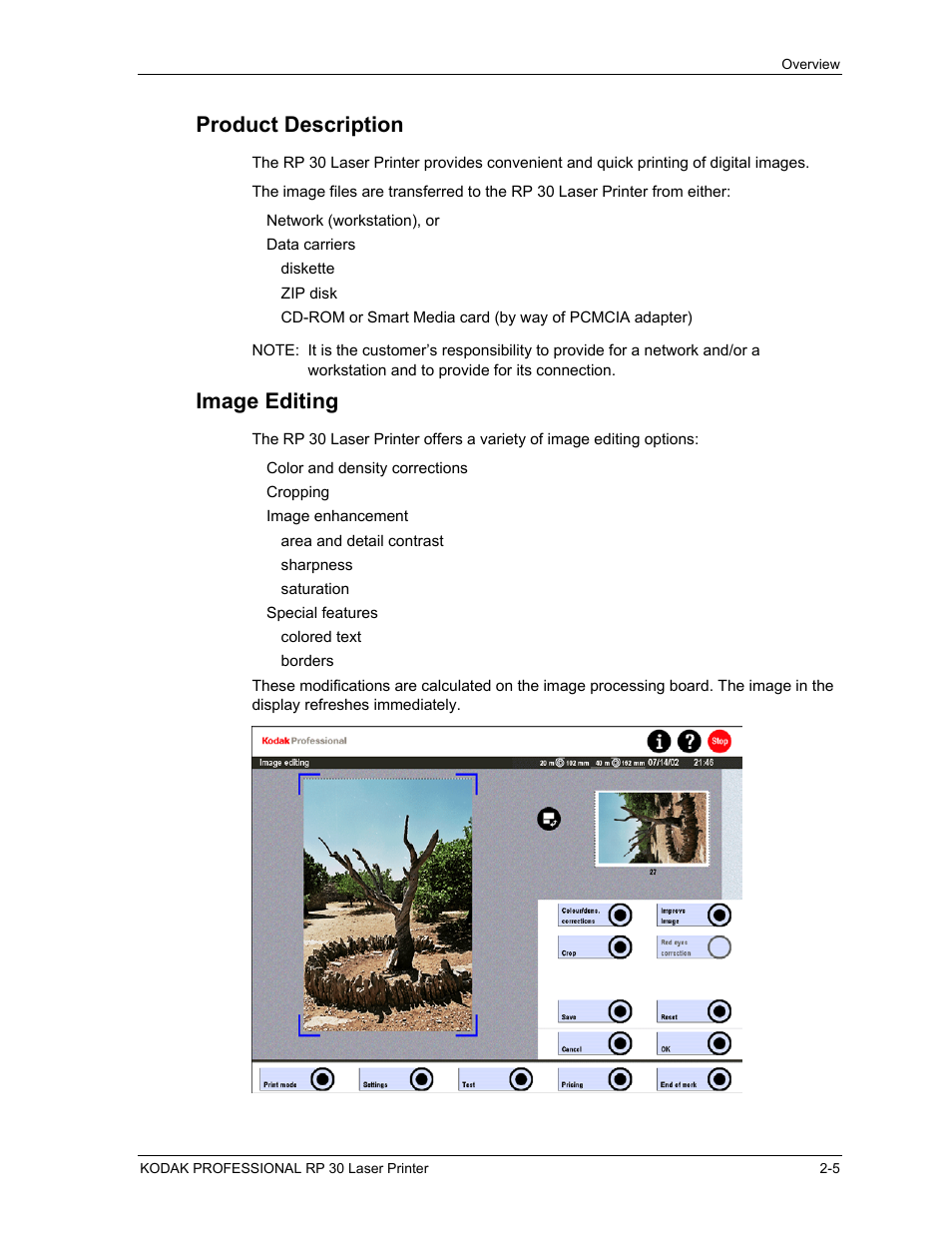 Product description, Image editing, Product description -5 | Image editing -5 | Kodak RP 30 User Manual | Page 24 / 235