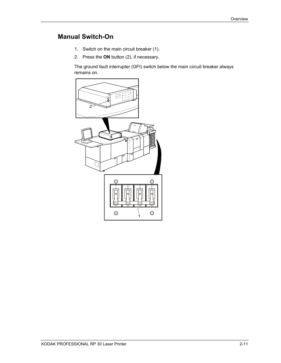 Manual switch-on, Manual switch-on -11 | Kodak RP 30 User Manual | Page 30 / 235