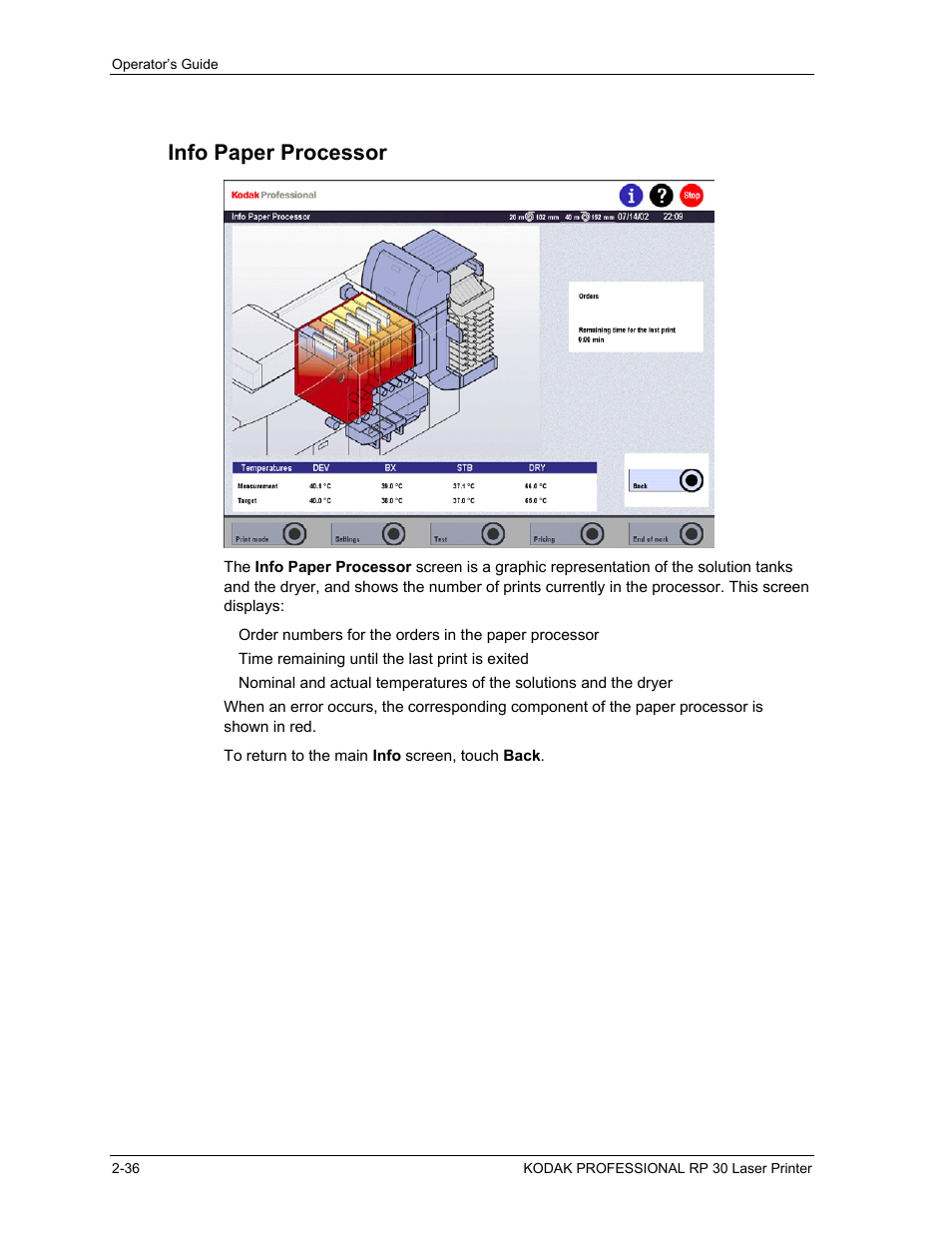 Info paper processor, Info paper processor -36 | Kodak RP 30 User Manual | Page 55 / 235