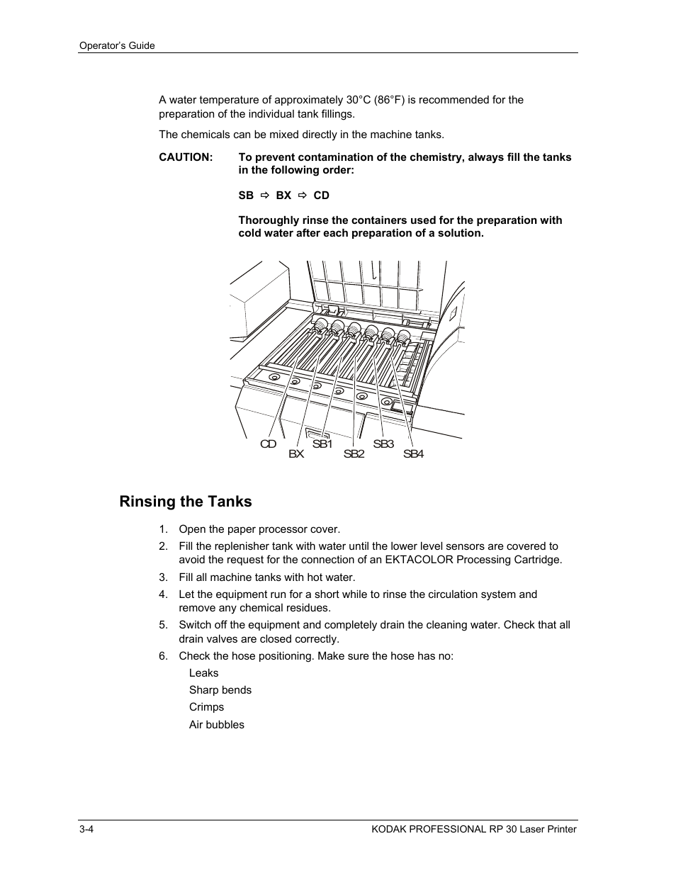 Rinsing the tanks, Rinsing the tanks -4 | Kodak RP 30 User Manual | Page 63 / 235