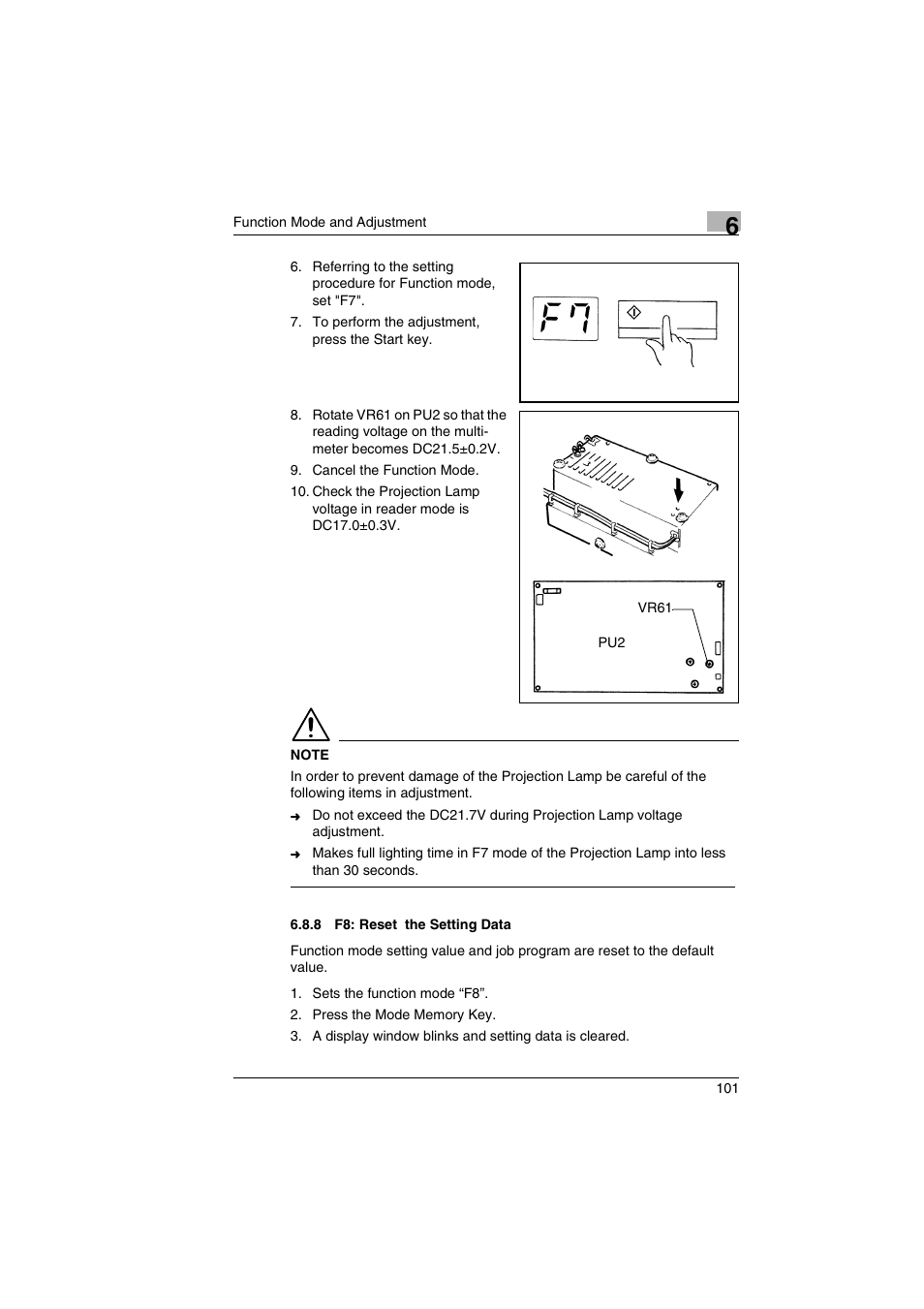 8 f8: reset the setting data | Kodak 2400DSV User Manual | Page 108 / 131