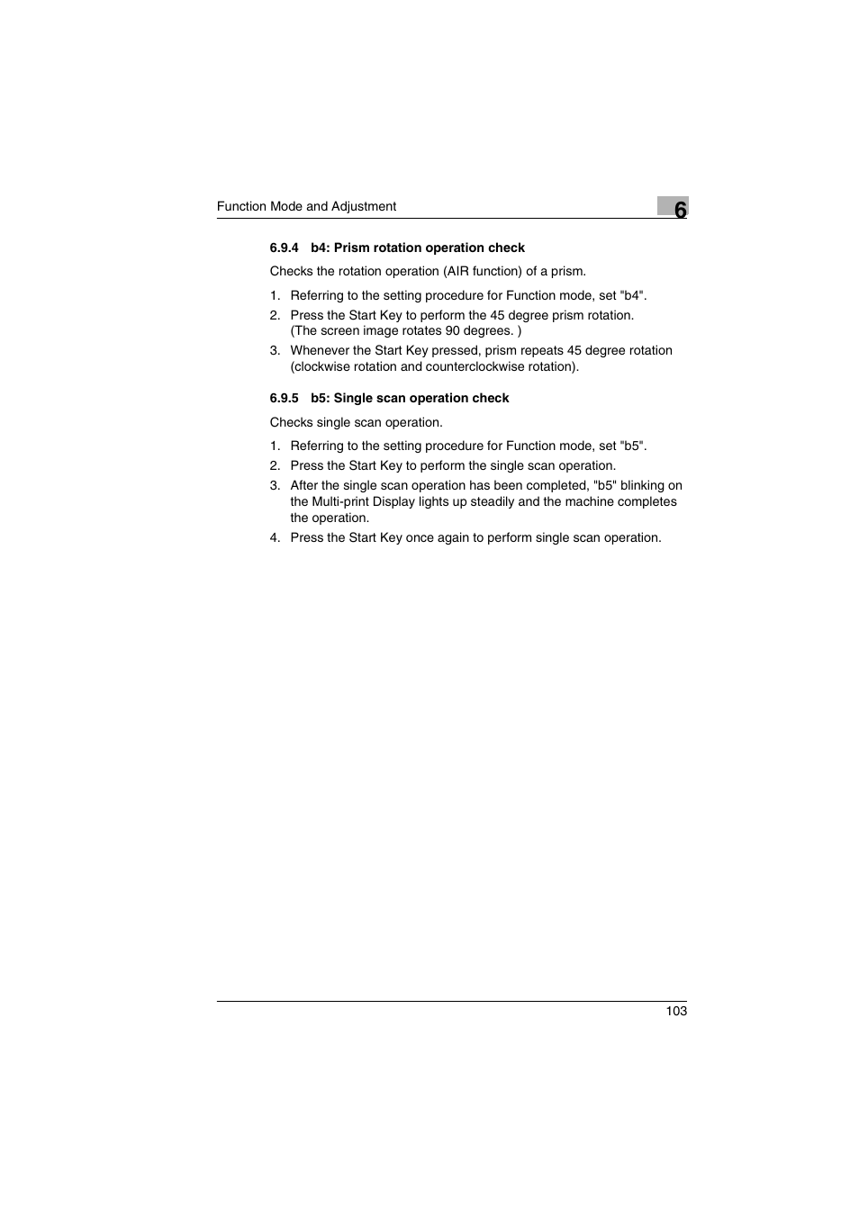 4 b4: prism rotation operation check, 5 b5: single scan operation check | Kodak 2400DSV User Manual | Page 110 / 131