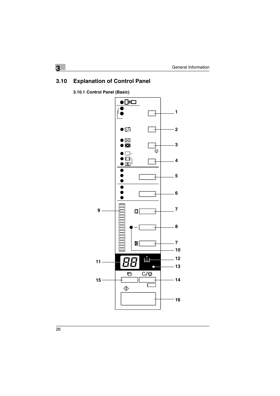 10 explanation of control panel, 1 control panel (basic) | Kodak 2400DSV User Manual | Page 33 / 131