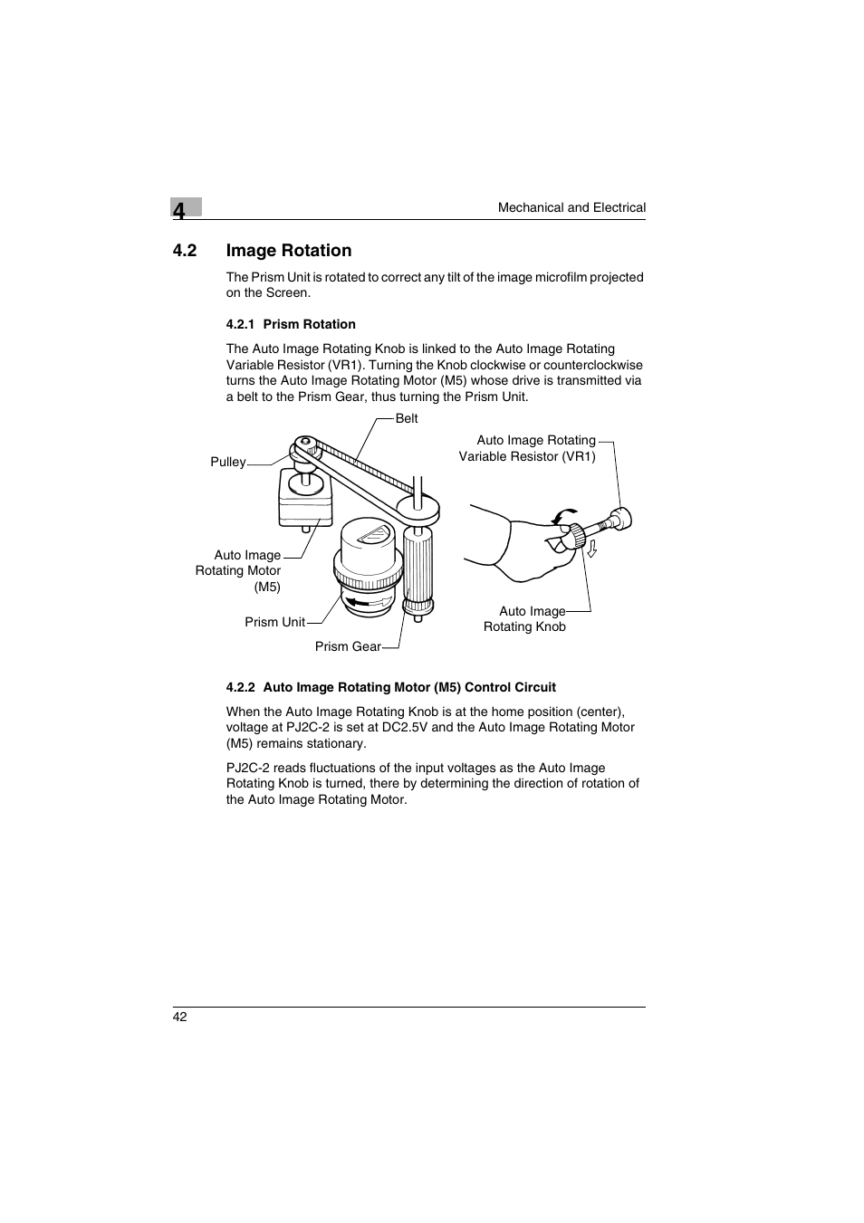 2 image rotation, 1 prism rotation, 2 auto image rotating motor (m5) control circuit | Kodak 2400DSV User Manual | Page 49 / 131