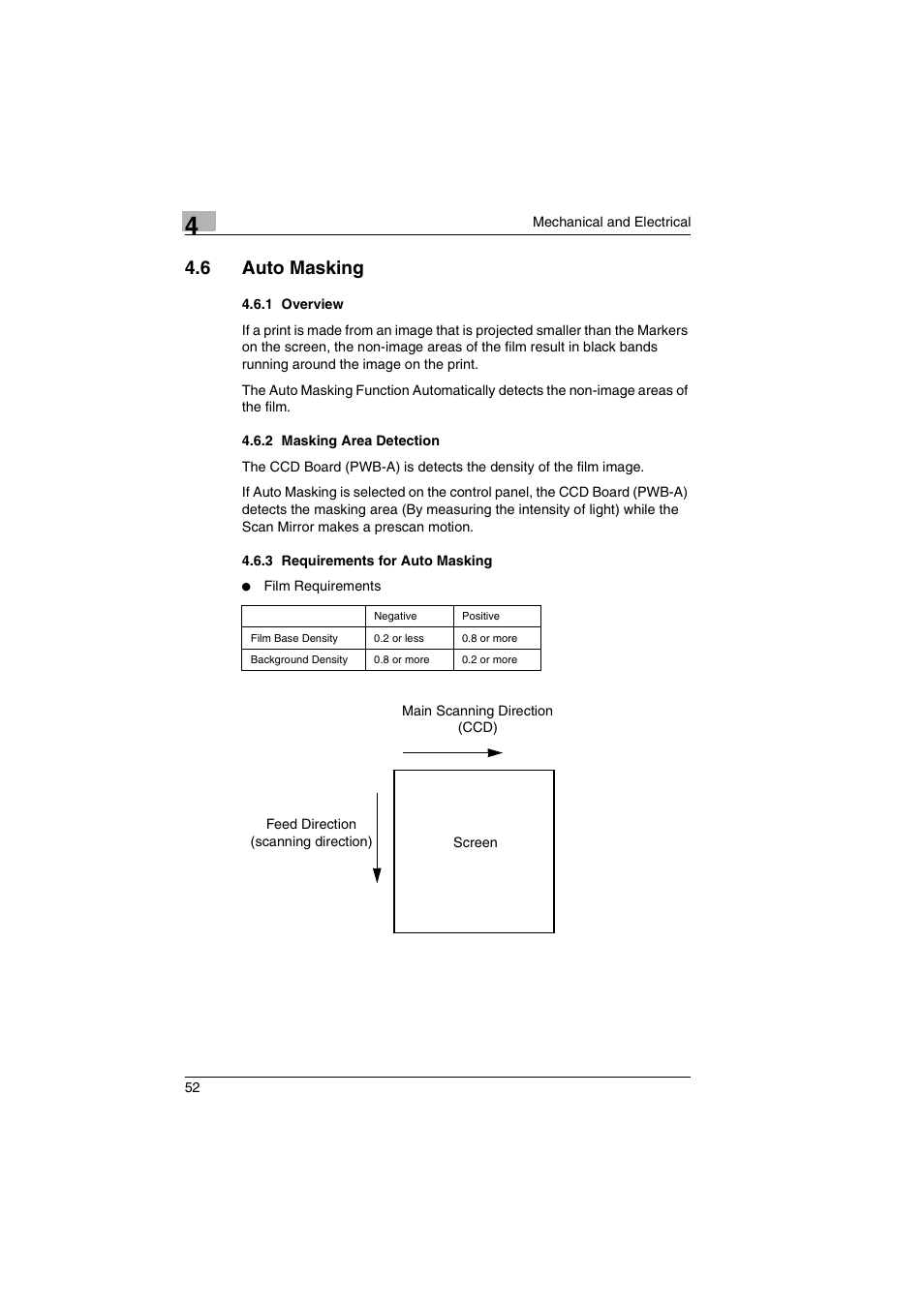 6 auto masking, 1 overview, 2 masking area detection | 3 requirements for auto masking | Kodak 2400DSV User Manual | Page 59 / 131