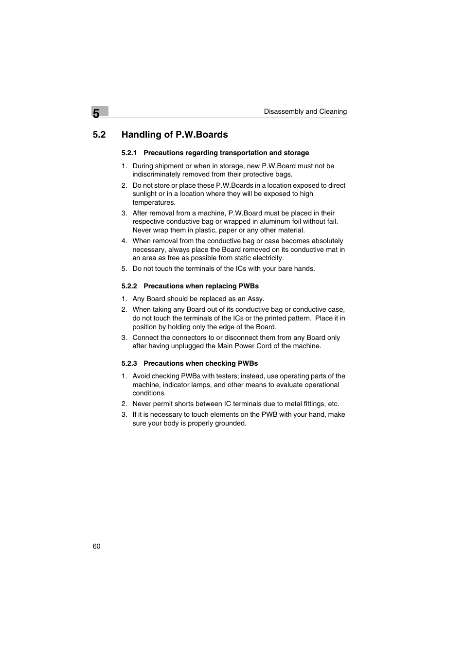 2 handling of p.w.boards, 1 precautions regarding transportation and storage, 2 precautions when replacing pwbs | 3 precautions when checking pwbs | Kodak 2400DSV User Manual | Page 67 / 131