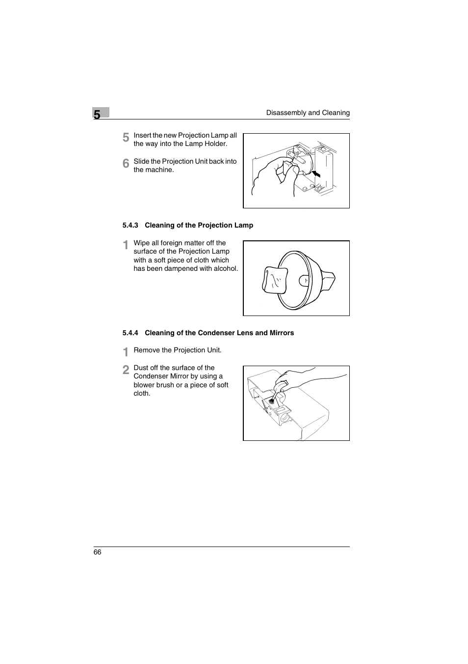 3 cleaning of the projection lamp, 4 cleaning of the condenser lens and mirrors | Kodak 2400DSV User Manual | Page 73 / 131