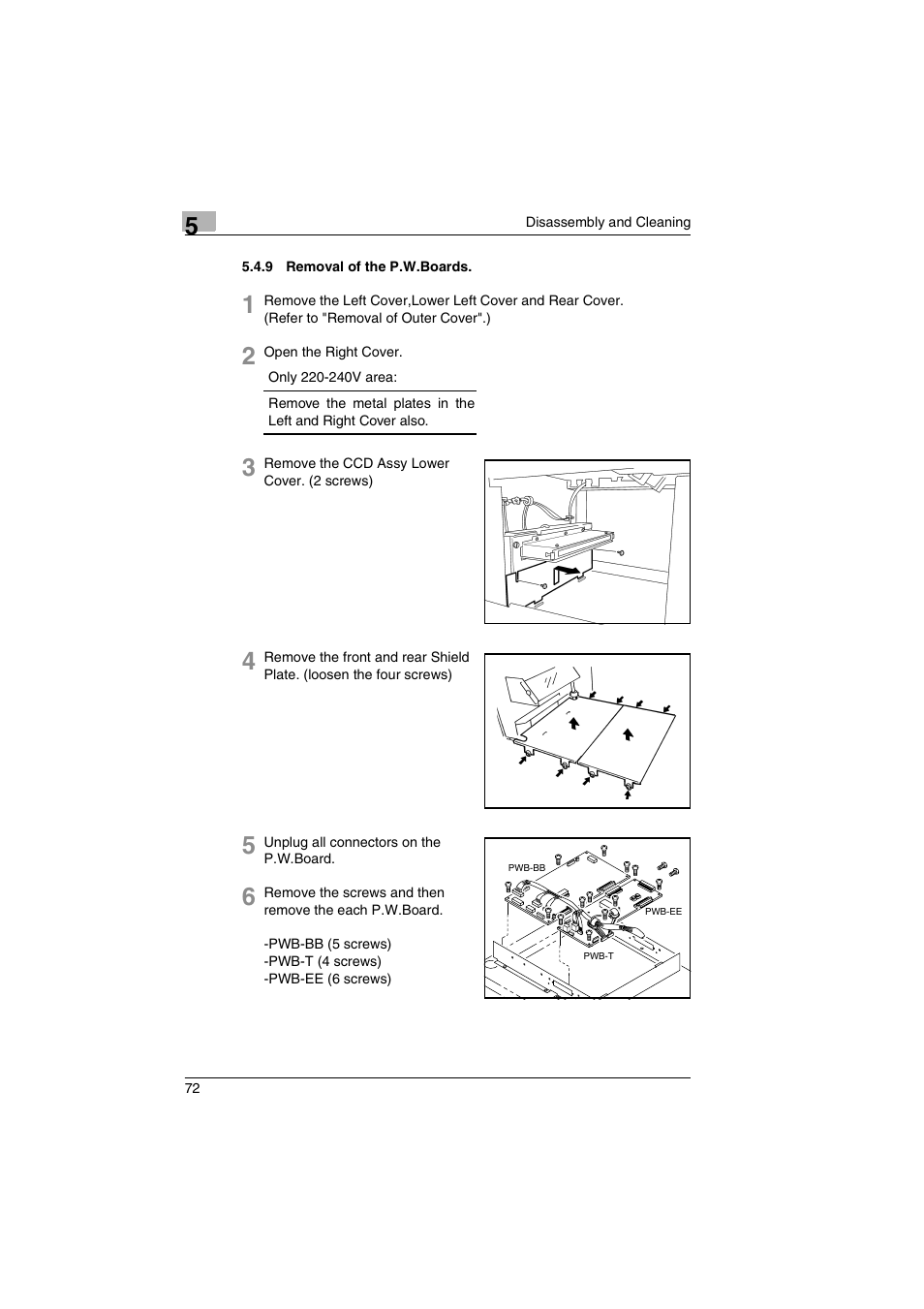 9 removal of the p.w.boards | Kodak 2400DSV User Manual | Page 79 / 131