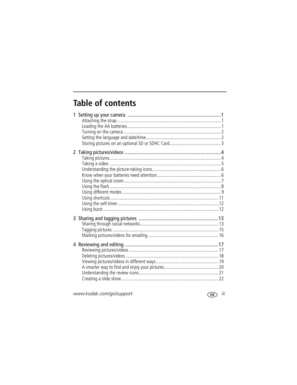 Kodak EASYSHARE C142 User Manual | Page 5 / 64