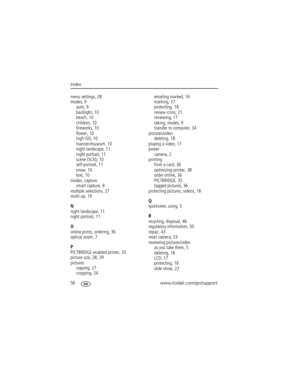 Kodak EASYSHARE C142 User Manual | Page 62 / 64