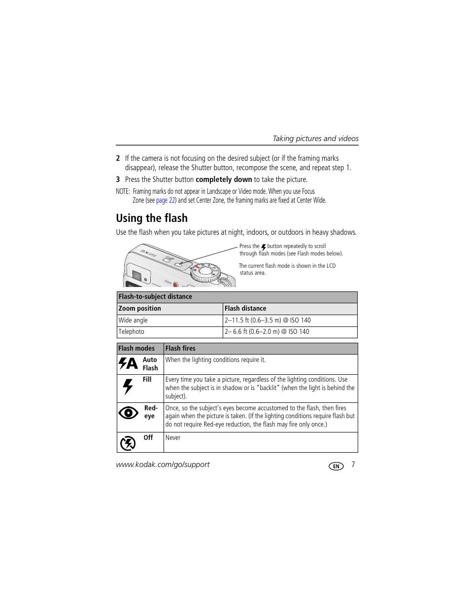 Using the flash | Kodak C503  EN User Manual | Page 13 / 67