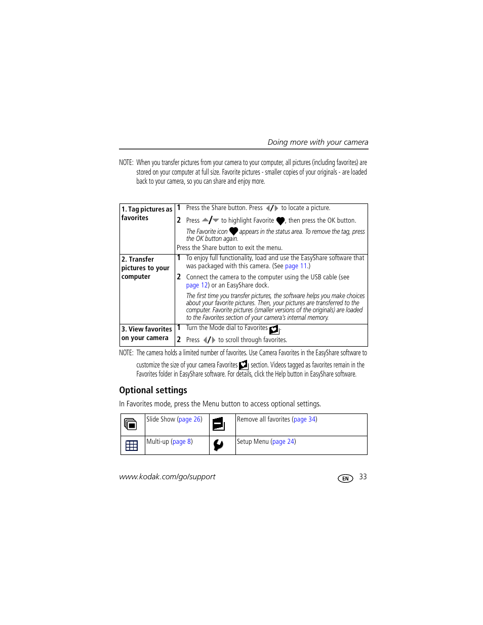 Optional settings | Kodak C503  EN User Manual | Page 39 / 67