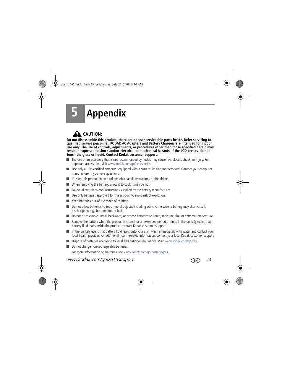 Appendix | Kodak ZD15 User Manual | Page 23 / 27