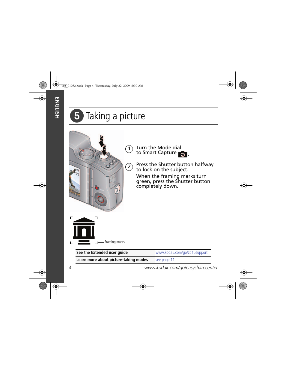 Taking a picture | Kodak ZD15 User Manual | Page 4 / 27