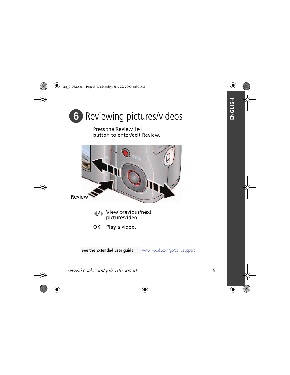 Reviewing pictures/videos | Kodak ZD15 User Manual | Page 5 / 27