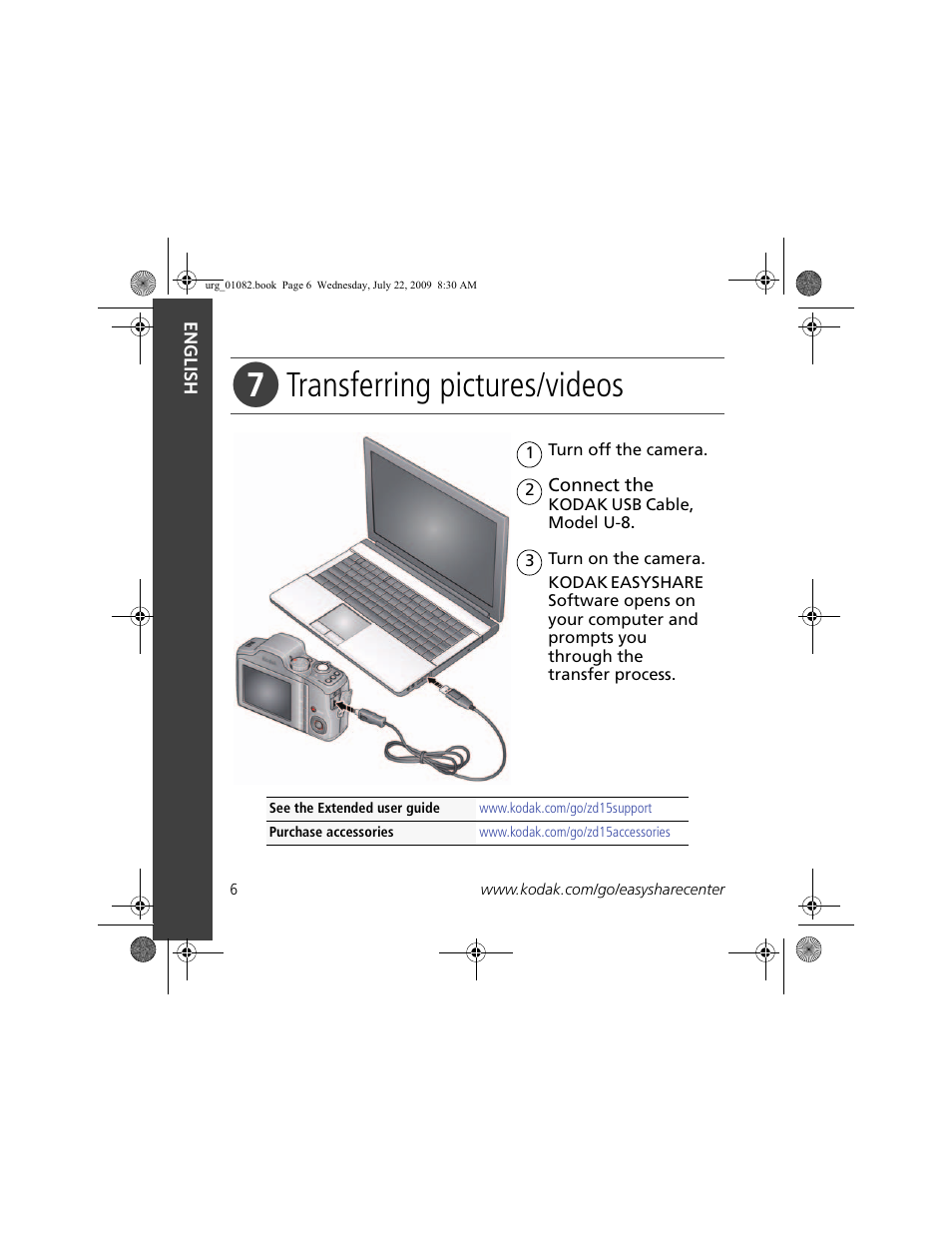 Transferring pictures/videos | Kodak ZD15 User Manual | Page 6 / 27