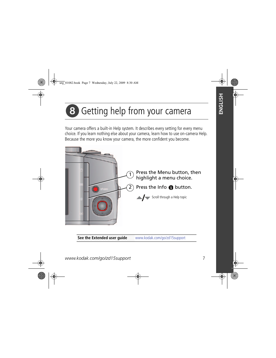 Getting help from your camera | Kodak ZD15 User Manual | Page 7 / 27