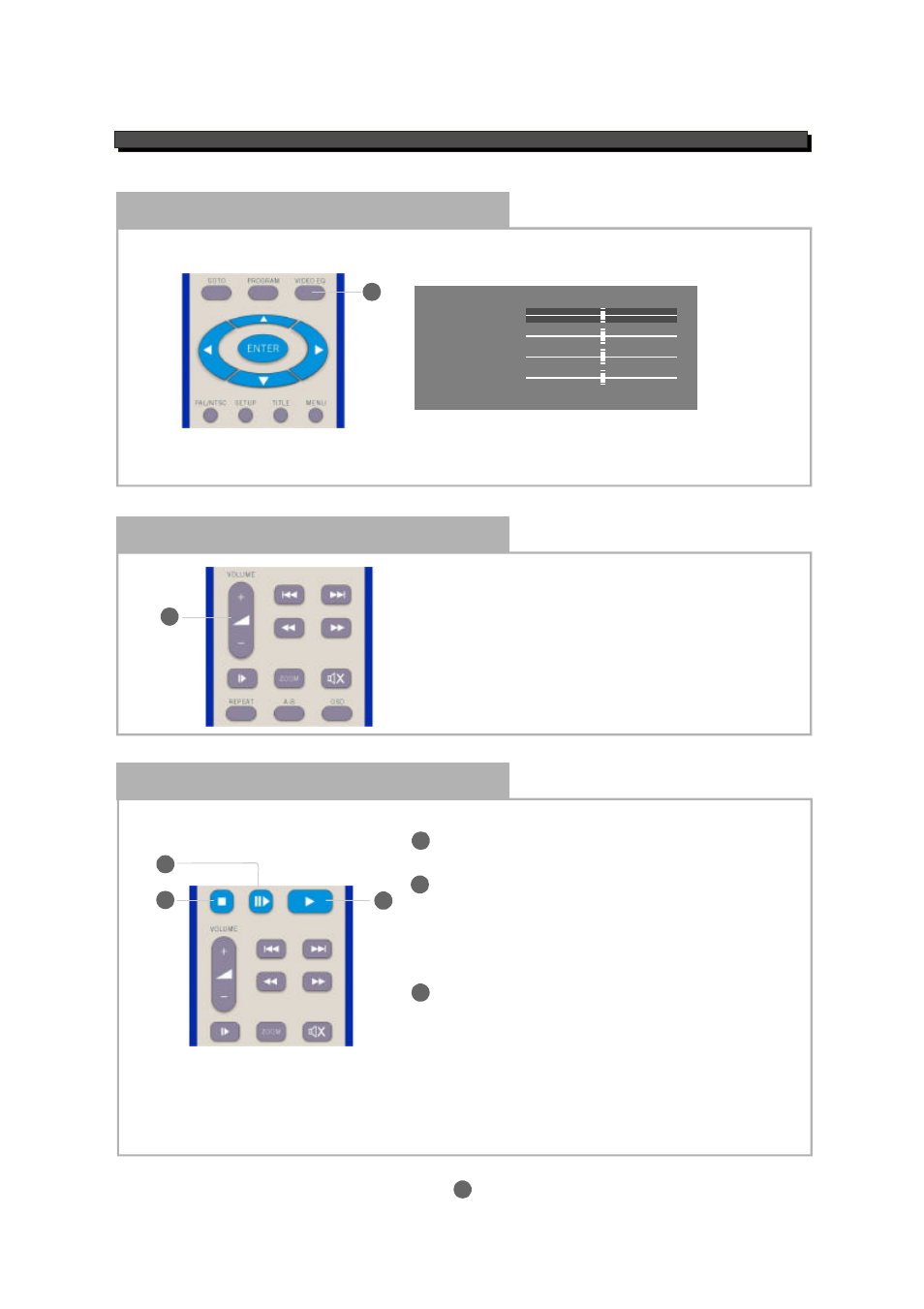 Play / pause / step/ stop, Video eq, Volume level / mute | Kodak MDV 300 User Manual | Page 19 / 23