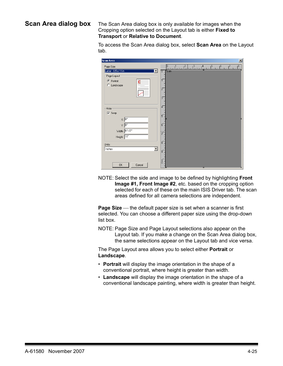 Scan area dialog box | Kodak A-61580 User Manual | Page 100 / 104