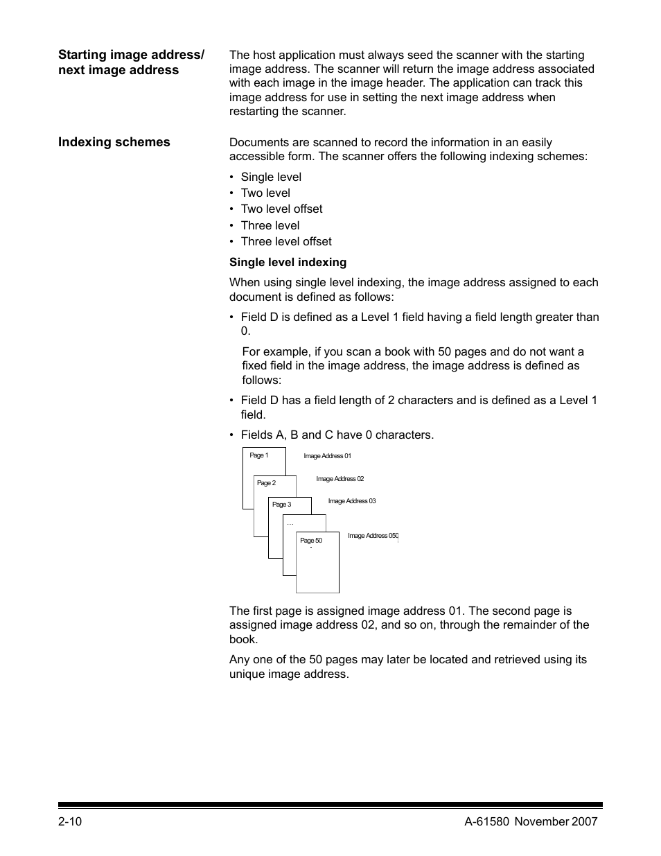 Starting image address/next image address, Indexing schemes, Starting image address/ next image address | Kodak A-61580 User Manual | Page 14 / 104