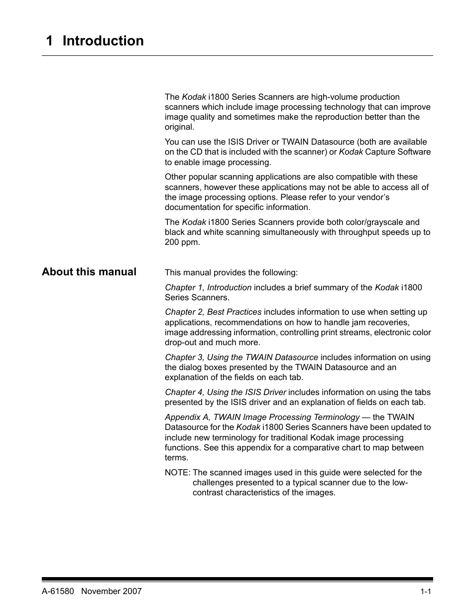 1 introduction, About this manual | Kodak A-61580 User Manual | Page 2 / 104