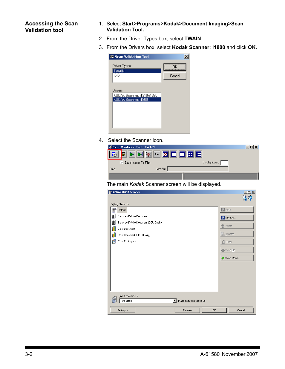 Accessing the scan validation tool | Kodak A-61580 User Manual | Page 30 / 104