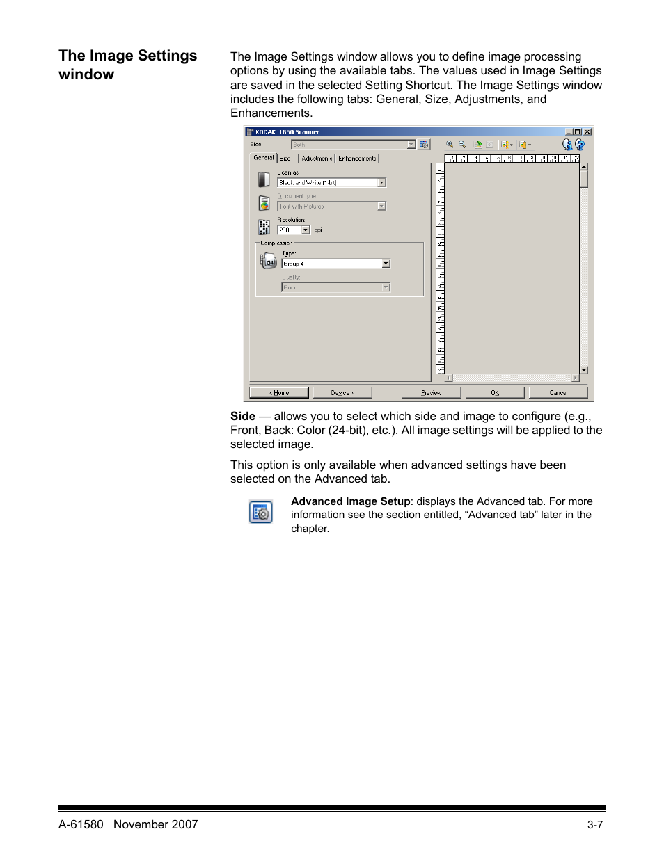 The image settings window | Kodak A-61580 User Manual | Page 35 / 104